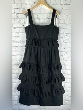 TACH Clothing NWT Black Fillipa Tiered Midi Dress, Small